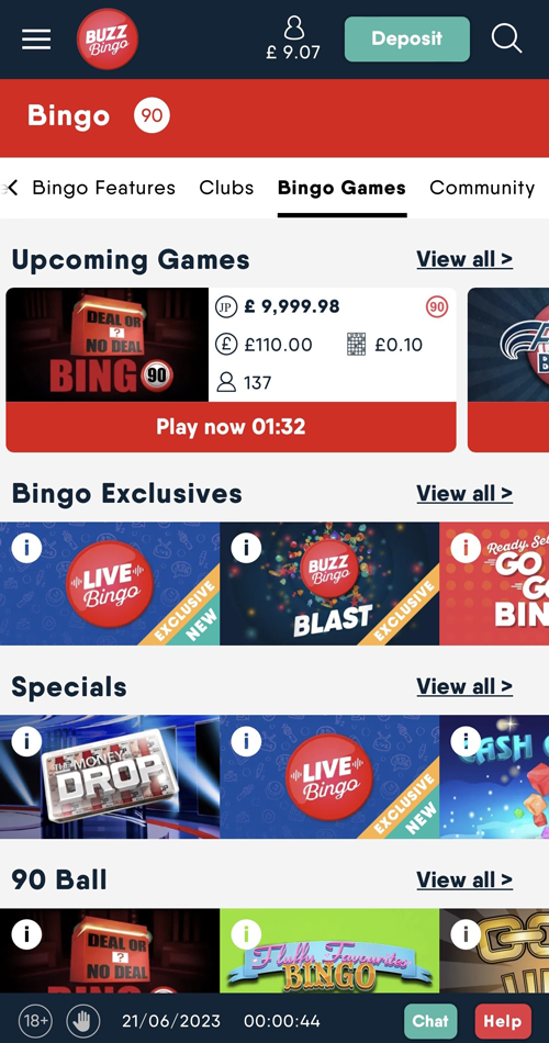 bingo lobby screenshot