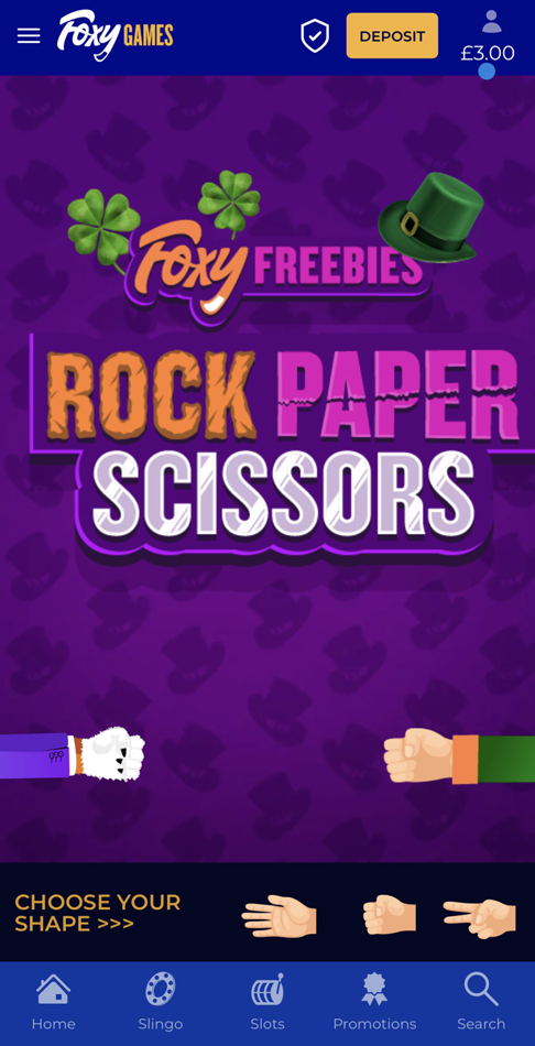 Foxy Freebies: Rock Paper Scissors game