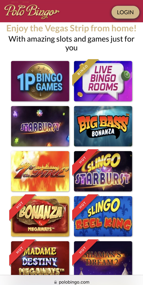 Screenshot of Polo Bingo on mobile