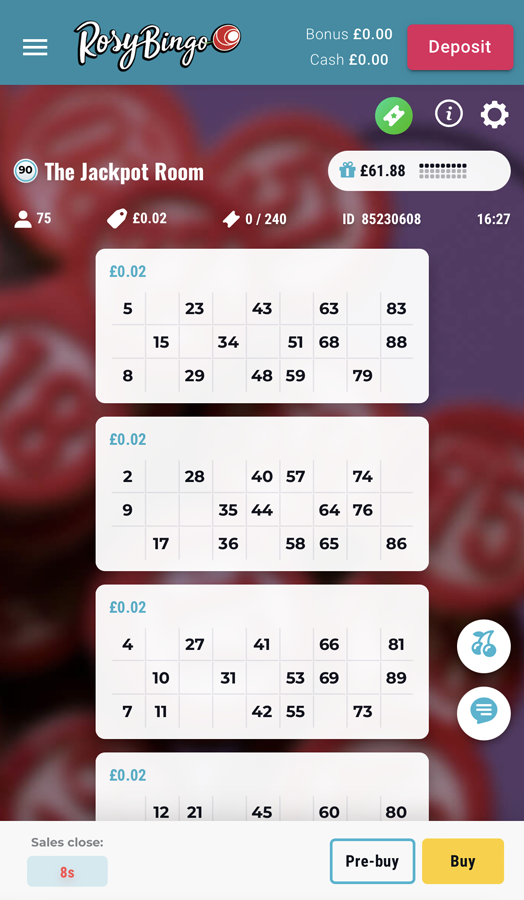 Bingo game screenshot