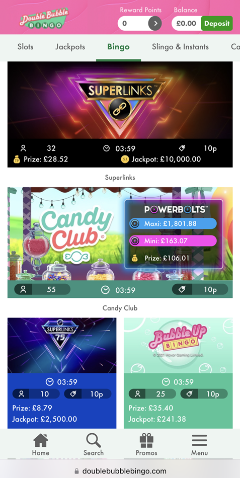 a screenshot of the Double Bubble homepage