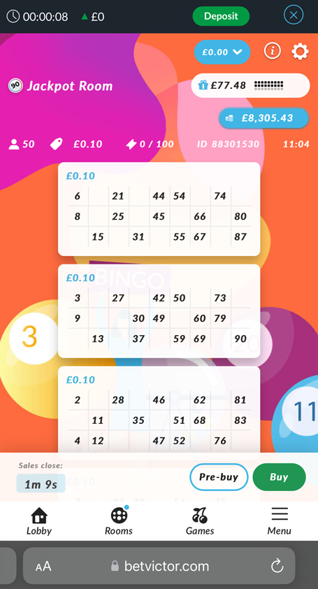bingo game screenshot